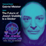 Photo flyer of Gabriel Mesiter and the episode title reads the Future of Jewish Visibility is a Sticker